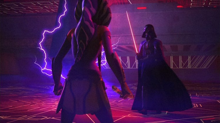 Ahsoka fights Darth Vader in Star Wars: Rebels