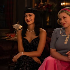 Camila Mendes as Veronica Lodge and Lili Reinhart as Betty Cooper in the 'Riverdale' series finale, ...