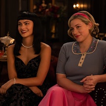 Camila Mendes as Veronica Lodge and Lili Reinhart as Betty Cooper in the 'Riverdale' series finale, ...
