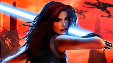 Mara Jade on the cover of Legacy of the Force: Sacrifice by Karen Traviss.