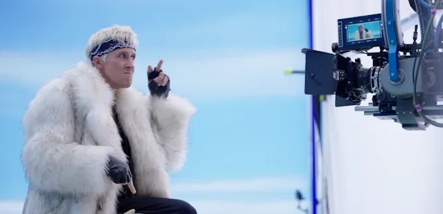 Ryan Gosling behind the scenes during the making of 'Barbie.'