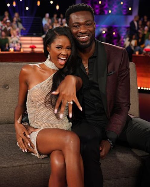 Dotun Olubeko proposed to Charity Lawson with a Neil Lane diamond engagement ring during the 'Bachel...
