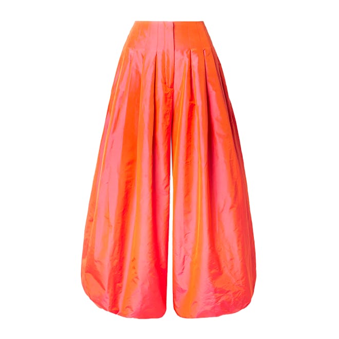 Christopher John Rogers Pleated Silk-Taffeta Wide-Leg Pants