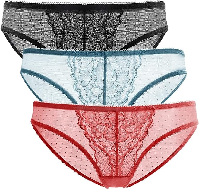 HSIA Lace With Mesh Half Back Coverage Panties (3-Pack)