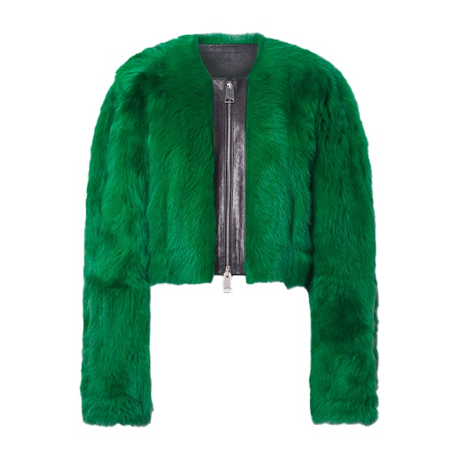 Khaite Gracell Cropped Leather-Trimmed Shearling Jacket