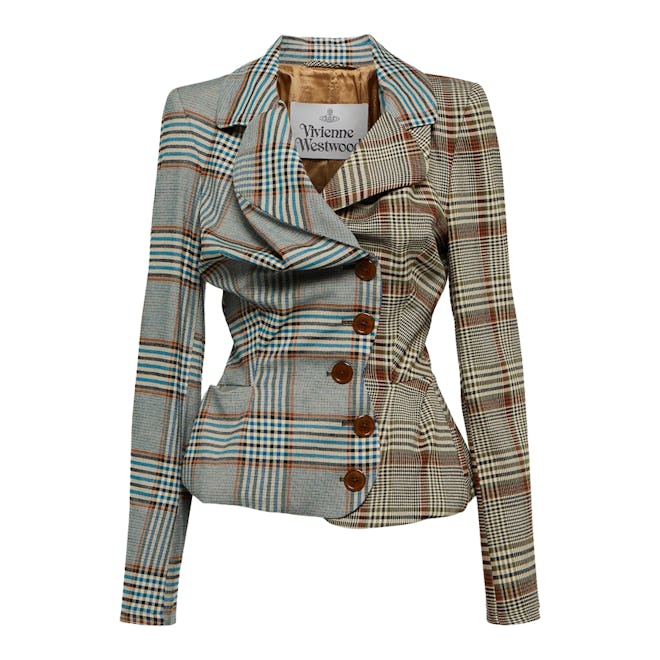 Vivienne Westwood Gathered Checked Tweed Jacket