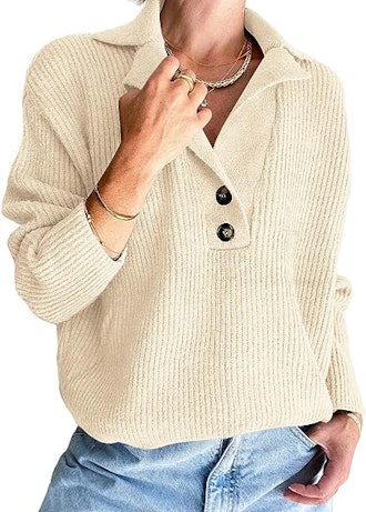 LILLUSORY Knitted Henley Sweater