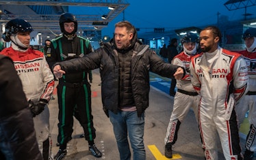 Neill Blomkamp directs his crew members on the set of 'Gran Turismo'