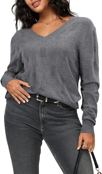 Arach&Cloz V-Neck Long Sleeve Pullover