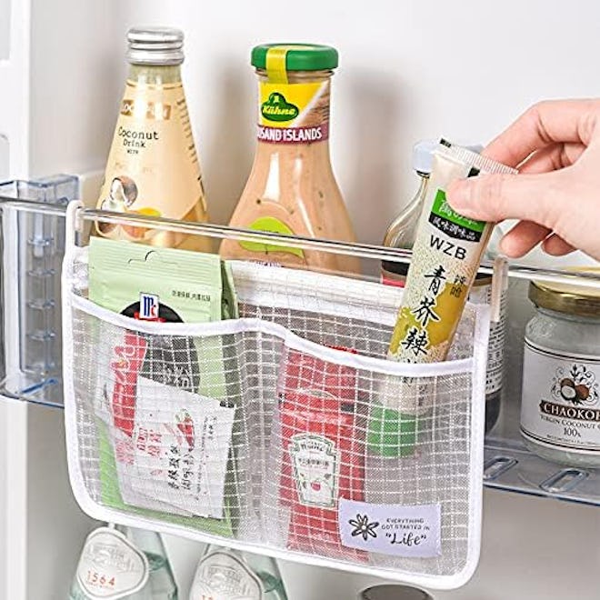 MOLANLY Hanging Mesh Bags for Refrigerator Door (4 Pieces)