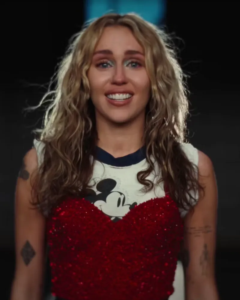 Miley Mouse Miley Cyrus Wore a Mickey Mouse Top In Her “Used To Be Young” Music Video