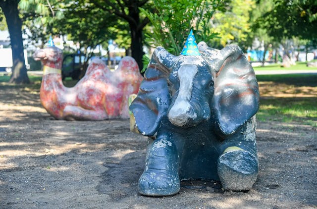 A new Home For Retired Playground Animals has opened in Queens, New York.