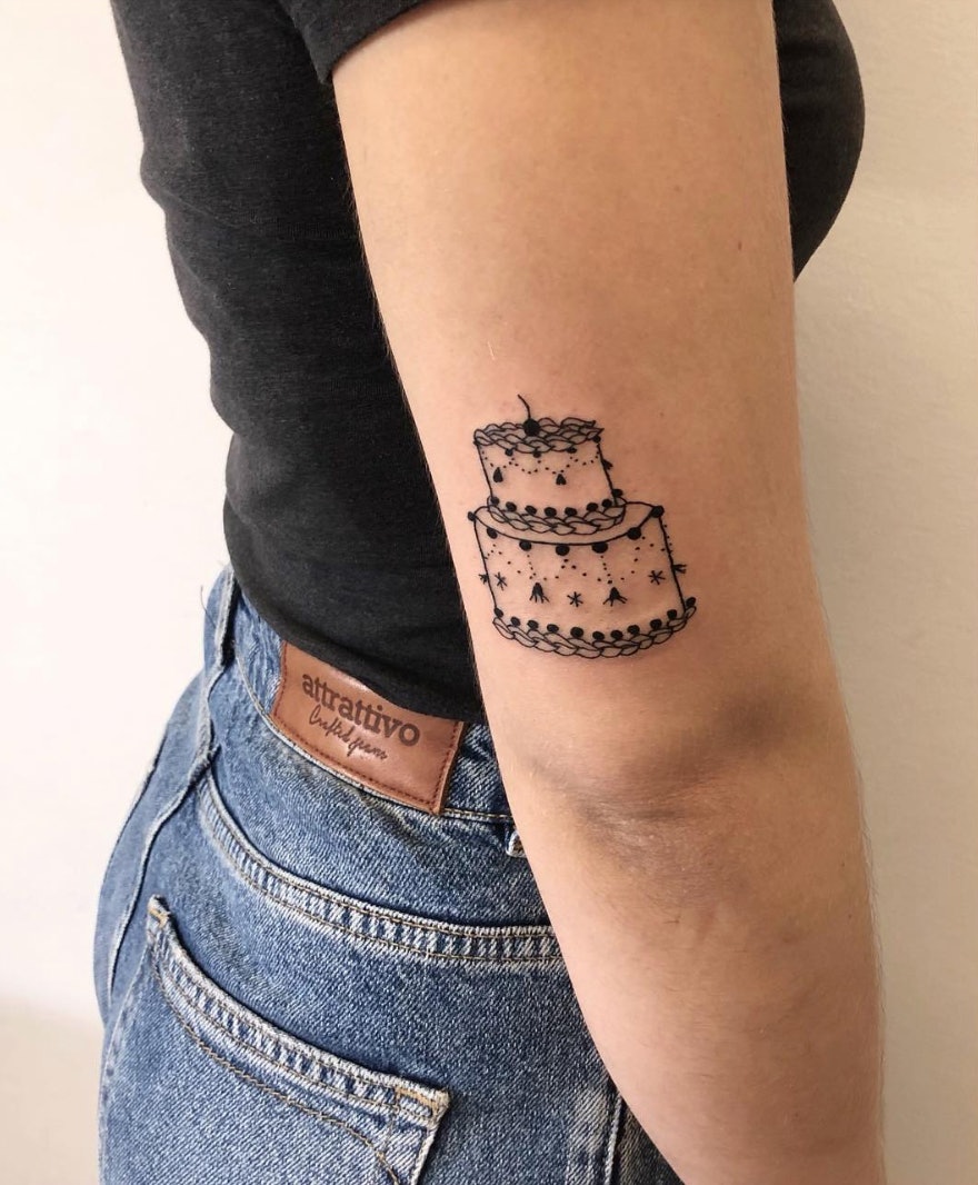Retro Cake Semi-Permanent Tattoo. Lasts 1-2 weeks. Painless and easy to  apply. Organic ink. Browse more or create your own. | Inkbox™ |  Semi-Permanent Tattoos