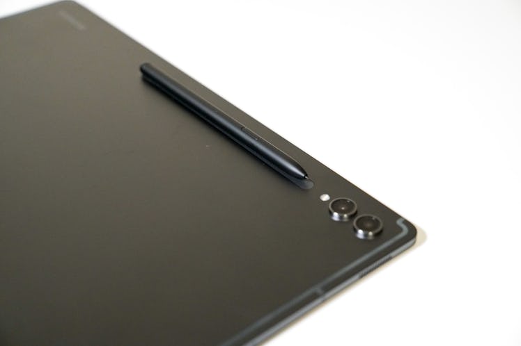 S Pen charging on the back of the Samsung Galaxy S9 Tab Ultra Android tablet
