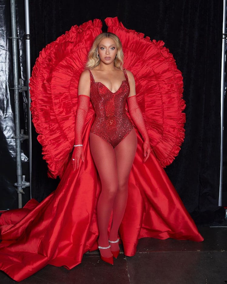 Beyoncé wears a custom Atelier Zuhra look during her "Renaissance" world tour.