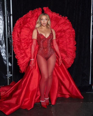 Beyoncé wears a custom Atelier Zuhra look during her "Renaissance" world tour.