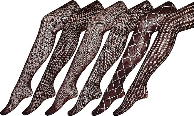 Chirrupy Chief Patterned Fishnet Pantyhose (6-Pack)