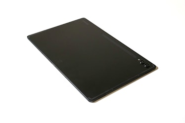 The aluminum backside of the Samsung Galaxy S9 Tab Ultra Android tablet