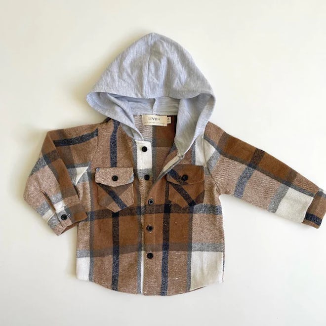 Hooded flannel for toddlers, perfect for family fall photoshoot outfits