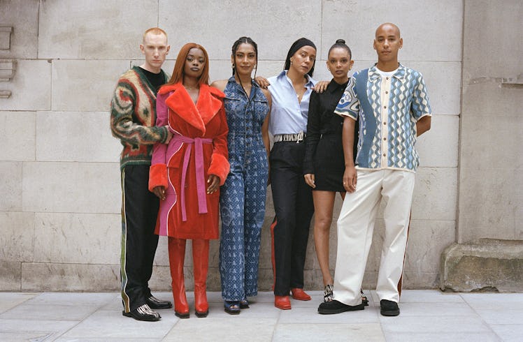Designer Priya Ahluwalia (center left) with friends and collaborators (from left) Harry Fisher, crea...