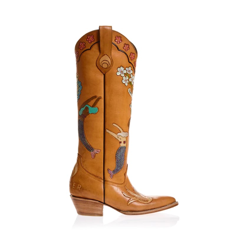 Mermaid Doodle Cowboy Boots