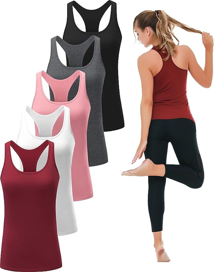 TELALEO Racerback Tank Tops (5-Pack)