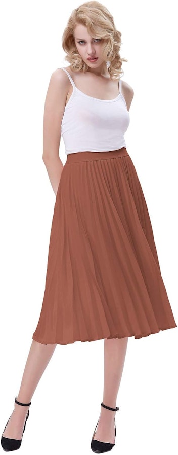 Kate Kasin High Waist Pleated Skirt