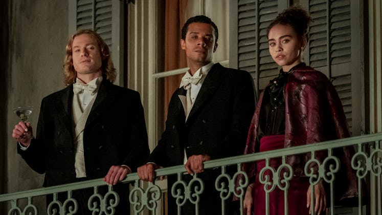 Lestat, Louis, and young vampire Claudia are played by Sam Reid, Jacob Anderson, and Bailey Bass in ...