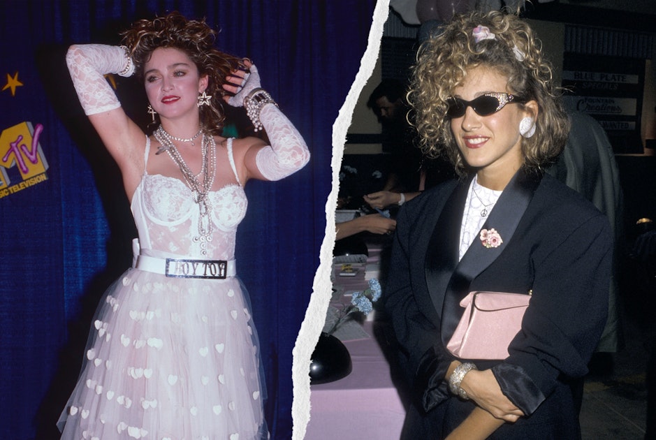 Sarah Jessica Parker channels 1980s Madonna in lace blouse