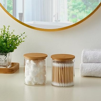 INIUNIK Glass Jar With Bamboo Lid (2-Pack)