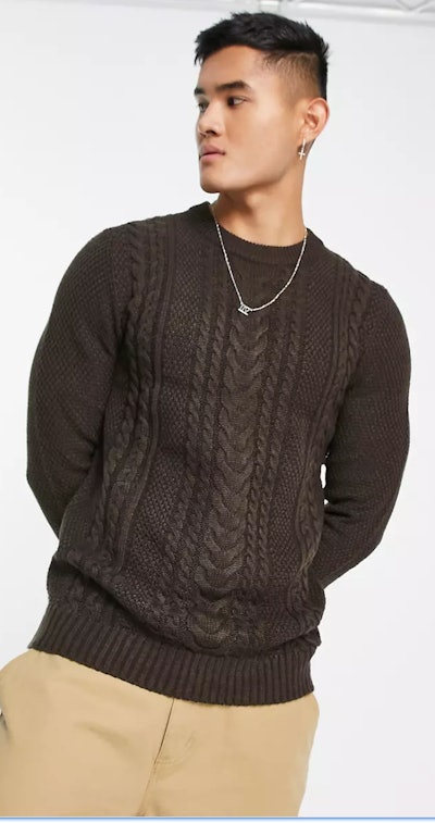Mens cable knit sweater