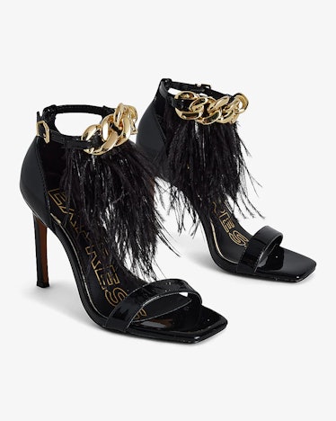 Feather Chain Heeled Sandals