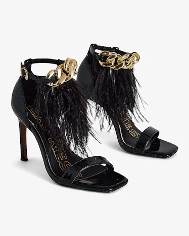Feather Chain Heeled Sandals