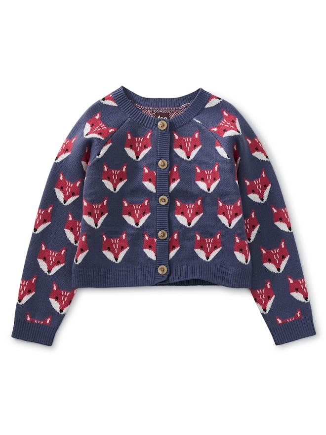 Kids fox cardigan, perfect for family fall photoshoot outfit ideas