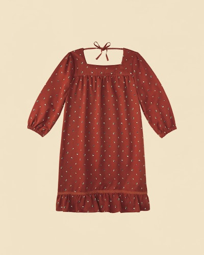 Rust colored dress for girls, perfect for fall photoshoot outfit ideas