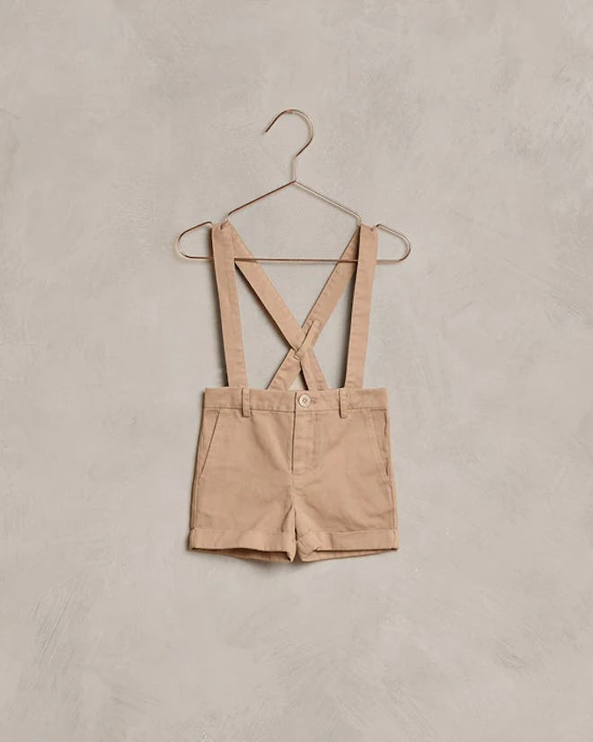 Khaki Suspender Short for toddlers, perfect for family fall photoshoot outfits
