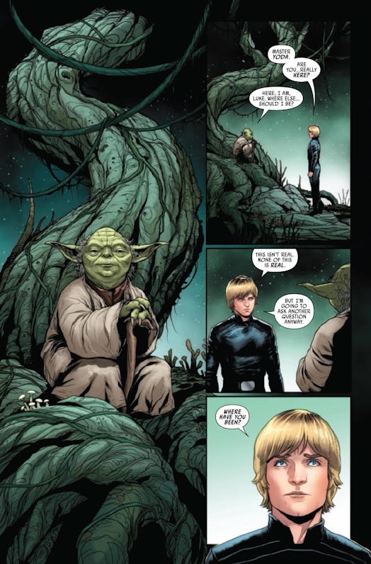 Luke connects with Yoda through the clear, raw Kyber Crystal in Star Wars #35.