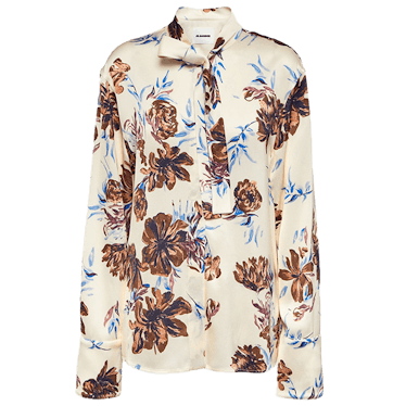 Floral Tie-Neck Shirt