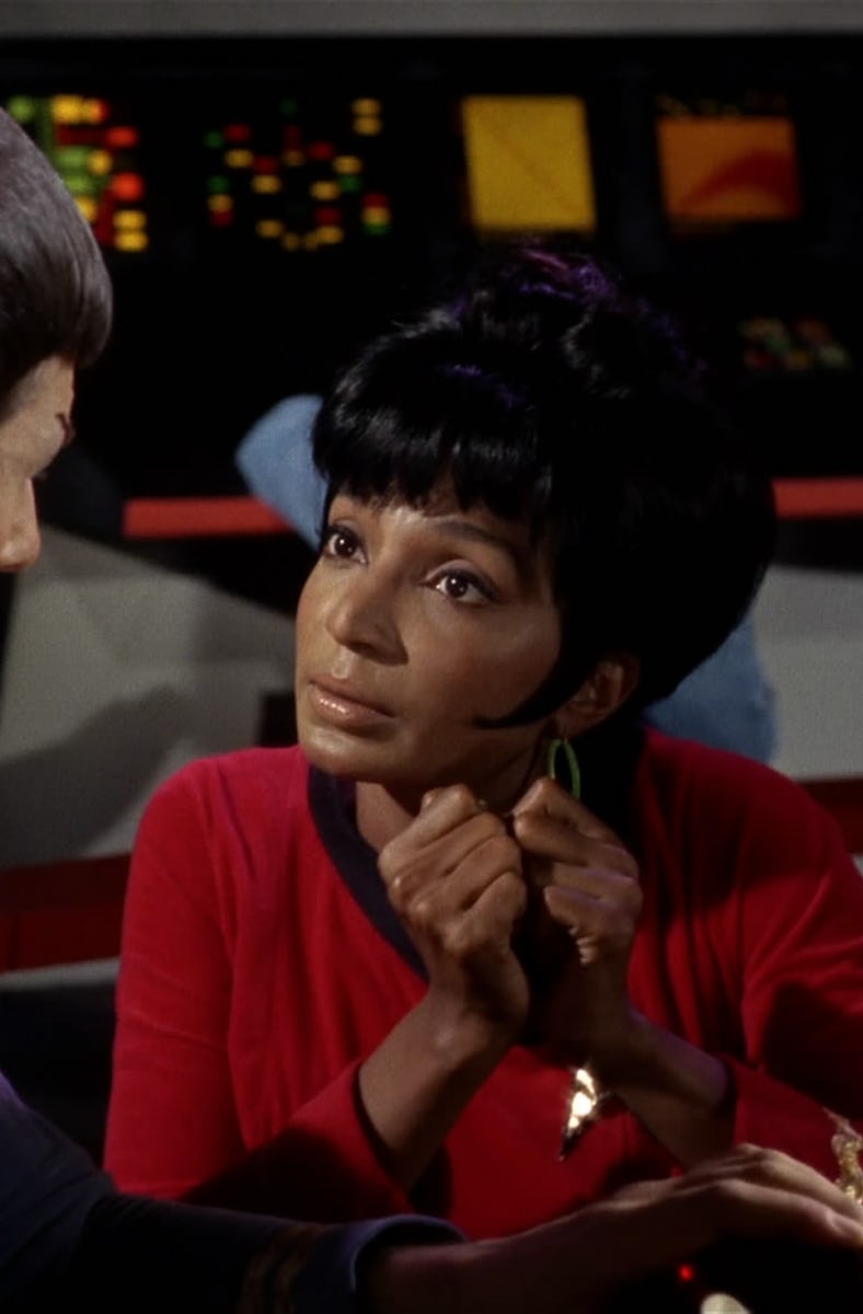 Uhura, frustrated with Spock in the 1966 'Star Trek' episode "The Man Trap."