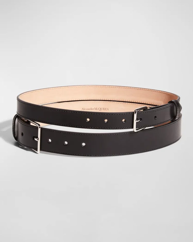 Double Long Leather Belt