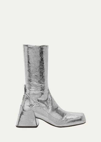 Jil Sander Metallic Block-Heel Ankle Boots