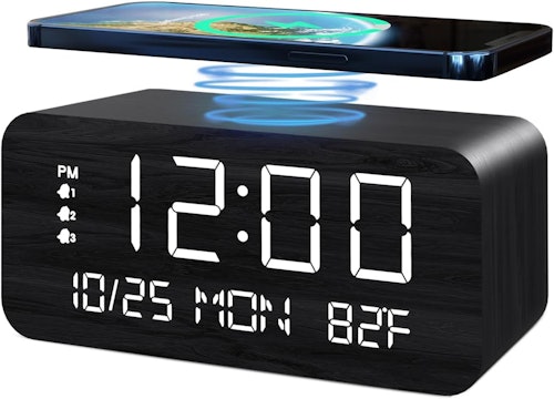 JALL Digital Alarm Clock with Wireless Charging