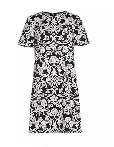 black and white floral shift dress