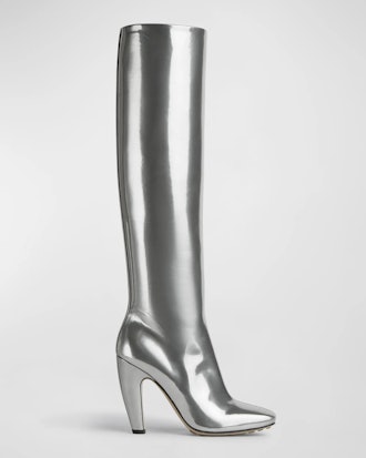Bottega Veneta Mirror Leather Knee High Boots