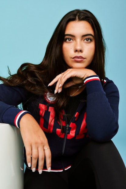 Paralympic swimmer Anastasia Pagonis in a USA sweatshirt