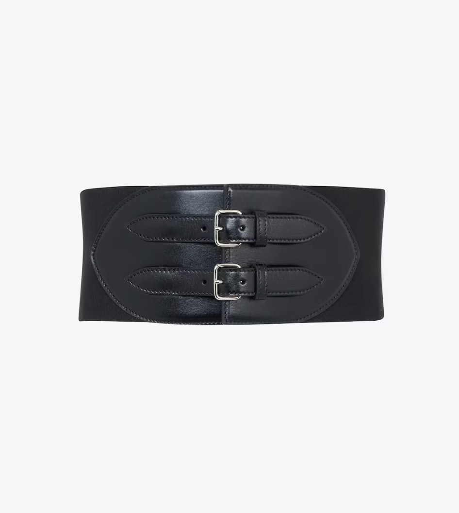 Black Oversized Cut Out Double Buckle Belt