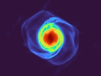 A simulation of the impact that formed a planet denser than steel. Its outer edge is made of two ove...