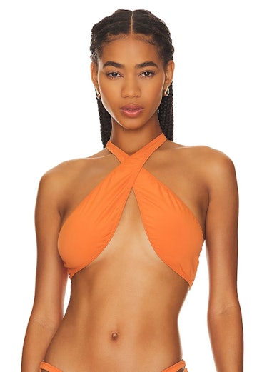 burnt orange bikini wrap top