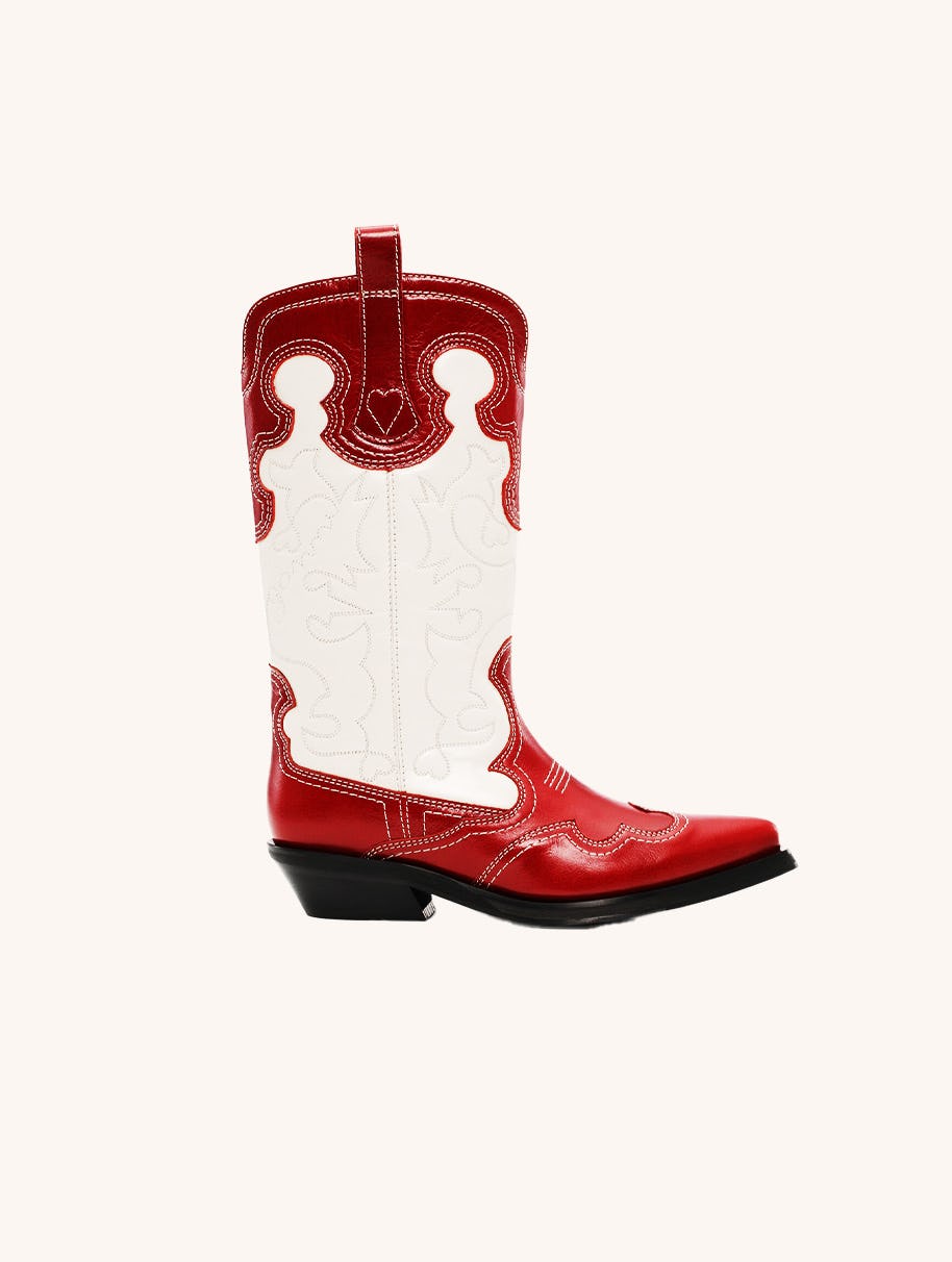 Mid Shaft Embroidered Western Boots