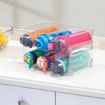 mDesign Stackable Plastic Refrigerator Wine Rack